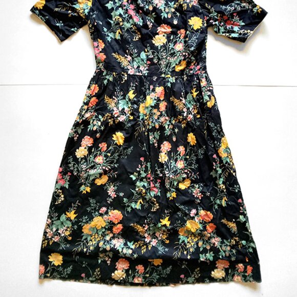 VINTAGE 1980's 80's Emanuel Ungaro Floral S/S Dress Size 9 Parallèle Paris RARE - Picture 4 of 9